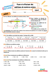 Poser et effectuer des additions de nombres entiers - Exercices Pas à Pas : 5eme Primaire - PDF à imprimer