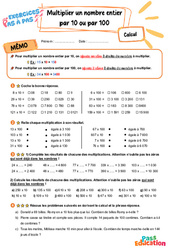 Multiplier un nombre entier par 10 ou par 100 - Exercices Pas à Pas : 5eme Primaire - PDF à imprimer