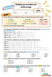 Multiplier par un nombre à un chiffre en ligne - Exercices Pas à Pas : 5eme Primaire - PDF à imprimer