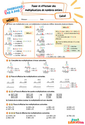 Poser et effectuer des multiplications de nombres entiers - Exercices Pas à Pas : 5eme Primaire - PDF à imprimer