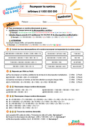 Recomposer les nombres inférieurs à 1 000 000 000 - Exercices Pas à Pas : 5eme Primaire - PDF à imprimer