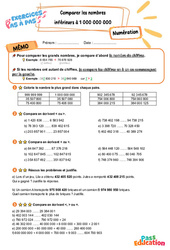 Comparer les nombres inférieurs à 1 000 000 000 - Exercices Pas à Pas : 5eme Primaire - PDF à imprimer