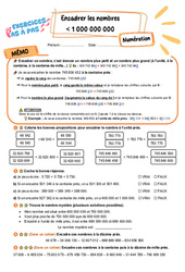 Encadrer les nombres inférieurs à 1 000 000 000 - Exercices Pas à Pas : 5eme Primaire - PDF à imprimer