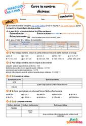 Leçon, exercice et évaluation :<br/> Écrire les nombres décimaux - Exercices Pas à Pas : 5eme Primaire - PDF à imprimer