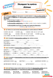 Leçon, exercice et évaluation :<br/> Décomposer les nombres décimaux - Exercices Pas à Pas : 5eme Primaire - PDF à imprimer