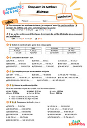 Leçon, exercice et évaluation :<br/> Comparer les nombres décimaux - Exercices Pas à Pas : 5eme Primaire - PDF à imprimer