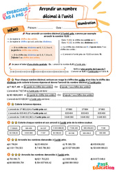 Arrondir un nombre décimal à l’unité - Exercices Pas à Pas : 5eme Primaire - PDF à imprimer