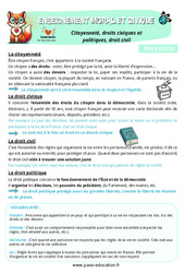Citoyenneté, droits civiques et politiques, droit civil - Cours, Leçon - EMC : 5eme Primaire - PDF à imprimer