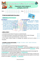 Exercice Citoyenneté, droits civiques et politiques, droit civil - Exercices - EMC : 5eme Primaire - PDF à imprimer
