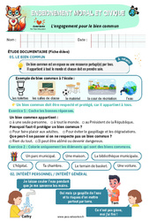 Exercice L'engagement pour le bien commun - Exercices - EMC : 3eme Primaire - PDF à imprimer
