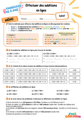 Leçon, exercice et évaluation :<br/> Effectuer des additions en ligne - Exercices Pas à Pas : 3eme Primaire - PDF à imprimer