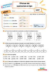 Effectuer des soustractions en ligne - Exercices Pas à Pas : 3eme Primaire - PDF à imprimer