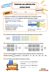 Leçon, exercice et évaluation :<br/> Construire une collection d’un nombre donné (inférieur à 1000) - Exercices Pas à Pas : 3eme Primaire - PDF à imprimer