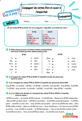 Conjuguer les verbes être et avoir à l’imparfait - Exercices Pas à Pas : 3eme Primaire - PDF à imprimer
