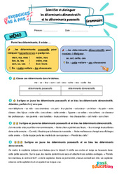 Leçon, exercice et évaluation :<br/> Identifier et distinguer les déterminants démonstratifs et les déterminants possessifs - Exercices Pas à Pas : 3eme Primaire - PDF à imprimer