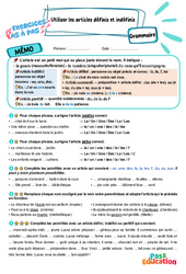 Utiliser les articles définis et indéfinis - Exercices Pas à Pas : 3eme Primaire - PDF à imprimer
