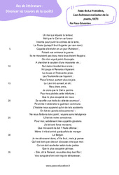 Exercice Les Animaux malades de la peste (Jean de La Fontaine) - Littérature : 3eme Secondaire - PDF à imprimer