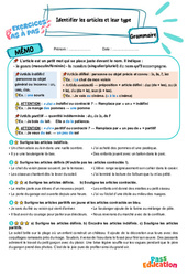 Identifier les articles et leur type - Exercices Pas à Pas : 5eme Primaire - PDF à imprimer
