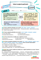 Utiliser les adjectifs qualificatifs - Exercices Pas à Pas : 5eme Primaire
