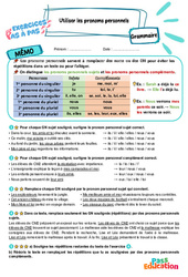 Utiliser les pronoms personnels - Exercices Pas à Pas : 5eme Primaire
