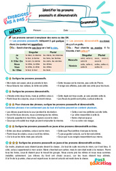 Identifier les pronoms possessifs et démonstratifs - Exercices Pas à Pas : 5eme Primaire - PDF à imprimer