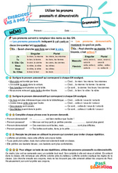 Utiliser les pronoms possessifs et démonstratifs - Exercices Pas à Pas : 5eme Primaire - PDF à imprimer