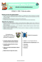 Libertés et droits fondamentaux - Séquence - Fiche de préparation - EMC : 5eme Primaire