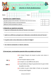 Libertés et droits fondamentaux - Examen Evaluation - EMC : 5eme Primaire