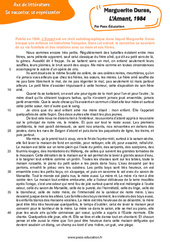 Exercice L’Amant (Marguerite Duras) - Littérature : 3eme Secondaire - PDF à imprimer