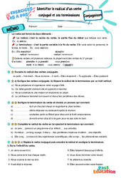 Identifier le radical d’un verbe conjugué et ses terminaisons - Exercices Pas à Pas : 6eme Primaire - PDF à imprimer