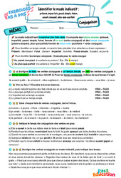 Identifier le mode indicatif - Fiches présent, imparfait, passé simple, futur, passé composé, plus - que - parfait - Exercices Pas à Pas : 6eme Primaire - PDF à imprimer