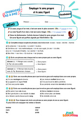 Leçon, exercice et évaluation :<br/> Employer le sens propre et le sens figuré - Exercices Pas à Pas : 5eme Primaire - PDF à imprimer