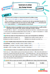 Construire et utiliser des champs lexicaux - Exercices Pas à Pas : 5eme Primaire - PDF à imprimer
