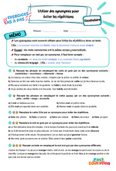 Utiliser des synonymes pour éviter les répétitions - Exercices Pas à Pas : 5eme Primaire - PDF à imprimer