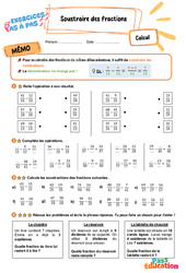 Soustraire des fractions - Exercices Pas à Pas : 3eme Primaire - PDF à imprimer