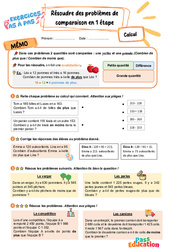 Résoudre des problèmes de comparaison en 1 étape - Exercices Pas à Pas : 3eme Primaire - PDF à imprimer