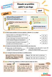 Résoudre un problème additif à une étape - Exercices Pas à Pas : 3eme Primaire - PDF à imprimer