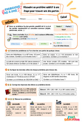 Résoudre un problème additif à une étape pour trouver une des parties - Exercices Pas à Pas : 3eme Primaire - PDF à imprimer