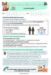 Le service public - Exercices - EMC : 3eme Primaire - PDF à imprimer