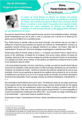 Exercice Dune, Frank Herbert - Littérature : 3eme Secondaire - PDF à imprimer