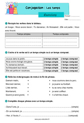 Les temps - Exercices avec les corrections : 3eme Primaire - PDF à imprimer