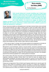 Exercice Terre errante, Liu Cixin - Littérature : 3eme Secondaire - PDF à imprimer