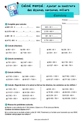 Ajouter ou soustraire des dizaines, centaines, milliers - Exercices : 4eme Primaire - PDF à imprimer
