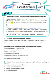 Conjuguer au présent de l'indicatif - Exercices Pas à Pas : 1ere Secondaire - PDF à imprimer