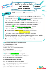 Identifier les verbes particuliers du 3e groupe au présent de l'indicatif - Exercices Pas à Pas : 1ere Secondaire - PDF à imprimer