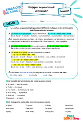 Conjuguer au passé simple de l'indicatif - Exercices Pas à Pas : 1ere Secondaire - PDF à imprimer