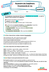 Reconnaitre des compléments circonstanciels de lieu - Exercices Pas à Pas : 1ere Secondaire - PDF à imprimer