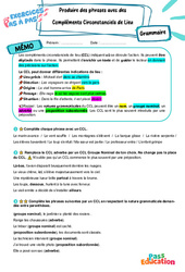 Produire des phrases avec des compléments circonstanciels de lieu - Exercices Pas à Pas : 1ere Secondaire - PDF à imprimer