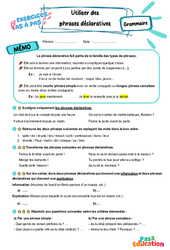 Utiliser des phrases déclaratives - Exercices Pas à Pas : 6eme Primaire - PDF à imprimer