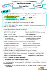 Identifier des phrases interrogatives - Exercices Pas à Pas : 6eme Primaire - PDF à imprimer